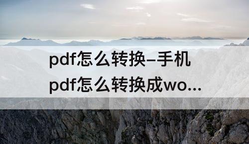 pdf怎么转换-手机pdf怎么转换成word文档文本框