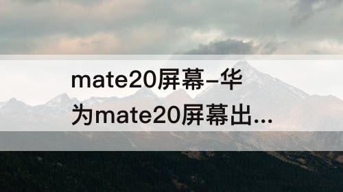 mate20屏幕-华为mate20屏幕出现一条竖线