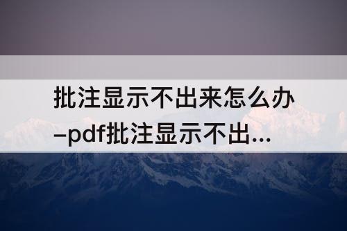 批注显示不出来怎么办-pdf批注显示不出来怎么办