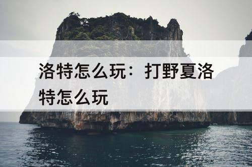 洛特怎么玩：打野夏洛特怎么玩