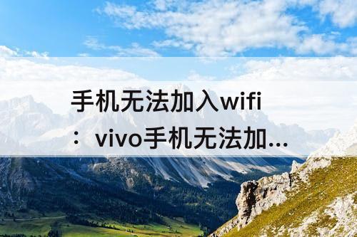 手机无法加入wifi：vivo手机无法加入wifi