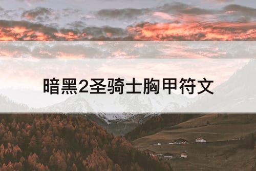 暗黑2圣骑士胸甲符文