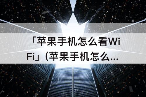 「苹果手机怎么看WiFi」(苹果手机怎么看WiFi多少兆)