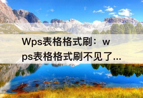 Wps表格格式刷：wps表格格式刷不见了怎么找回