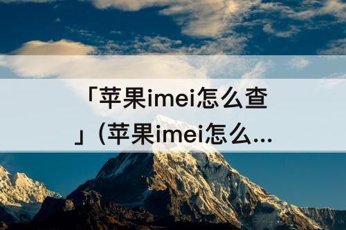 「苹果imei怎么查」(苹果imei怎么查询位置)