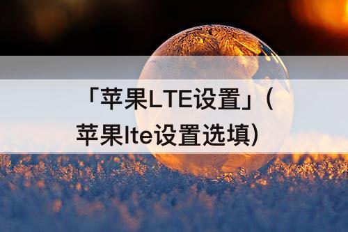 「苹果LTE设置」(苹果lte设置选填)