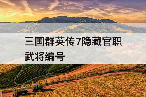 三国群英传7隐藏官职武将编号