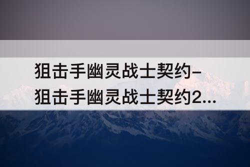 狙击手幽灵战士契约-狙击手幽灵战士契约2第三关