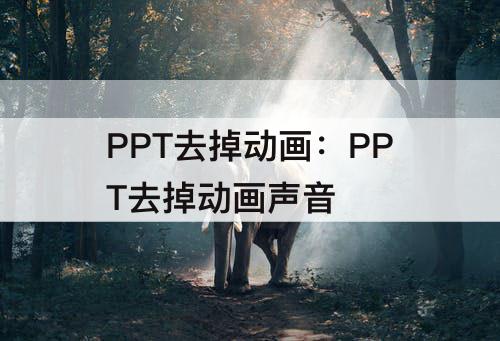 PPT去掉动画：PPT去掉动画声音