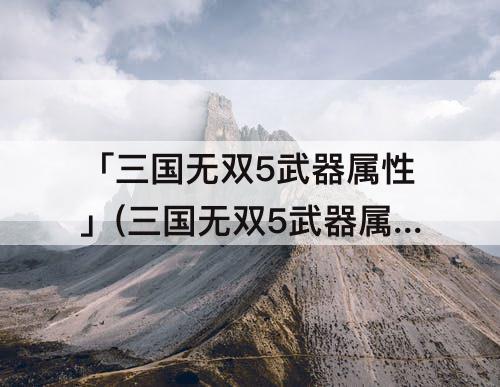 「三国无双5武器属性」(三国无双5武器属性用什么好)