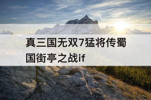 真三国无双7猛将传蜀国街亭之战if
