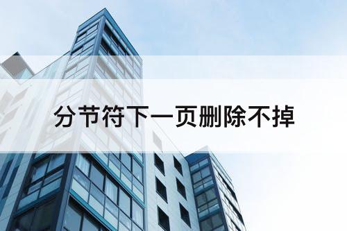 分节符下一页删除不掉