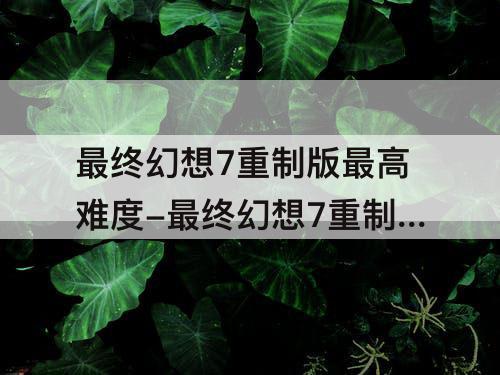 最终幻想7重制版最高难度-最终幻想7重制版最高难度区别