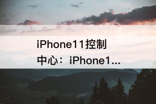 iPhone11控制中心：iPhone11控制中心下载