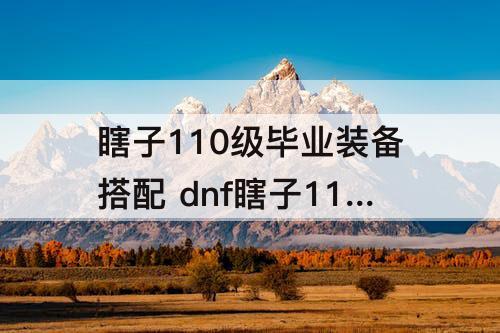 瞎子110级毕业装备搭配 dnf瞎子110级毕业装备搭配