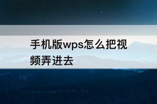 手机版wps怎么把视频弄进去
