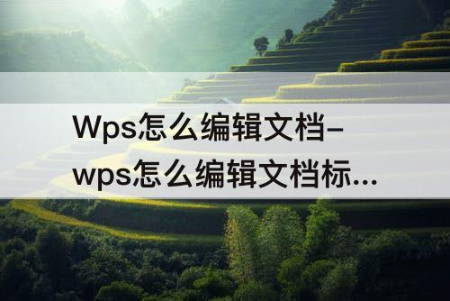 Wps怎么编辑文档-wps怎么编辑文档标题