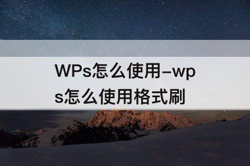 WPs怎么使用-wps怎么使用格式刷