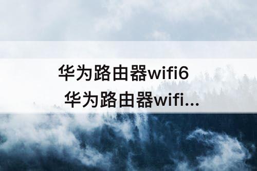 华为路由器wifi6 华为路由器wifi6设置