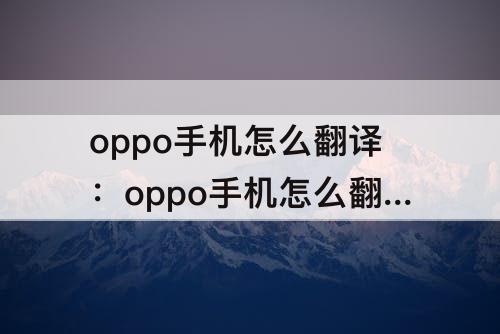 oppo手机怎么翻译：oppo手机怎么翻译文本