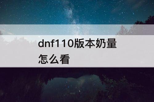 dnf110版本奶量怎么看