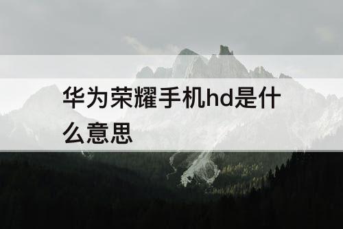 华为荣耀手机hd是什么意思