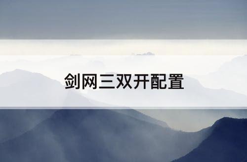 剑网三双开配置