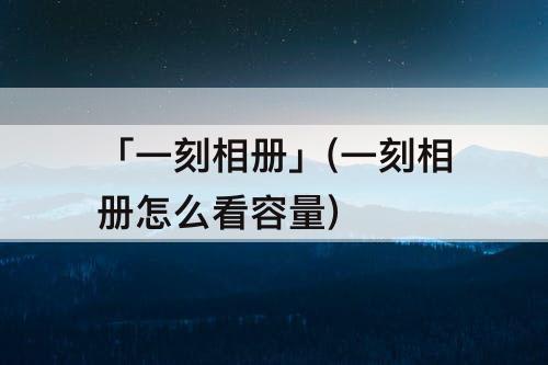 「一刻相册」(一刻相册怎么看容量)
