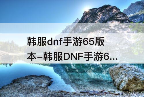 韩服dnf手游65版本-韩服DNF手游65版本排行