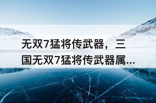 无双7猛将传武器，三国无双7猛将传武器属性怎么搭配