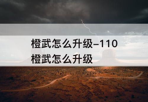 橙武怎么升级-110橙武怎么升级