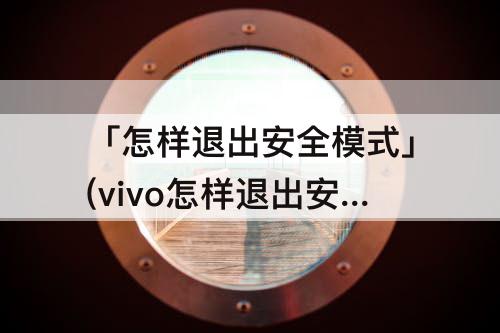 「怎样退出安全模式」(vivo怎样退出安全模式)
