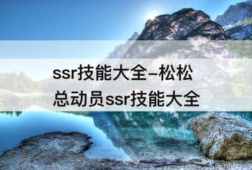 ssr技能大全-松松总动员ssr技能大全