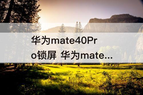 华为mate40Pro锁屏 华为mate40pro锁屏动画怎么换