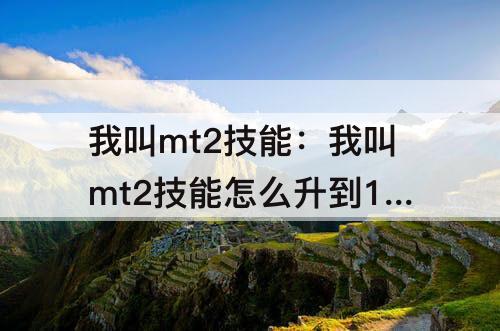 我叫mt2技能：我叫mt2技能怎么升到110