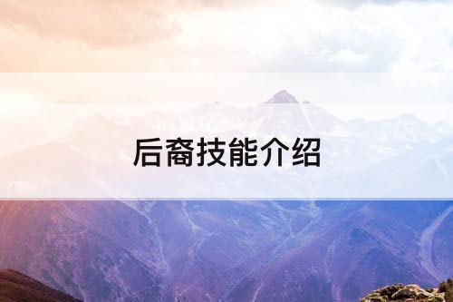 后裔技能介绍
