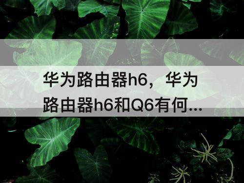 华为路由器h6，华为路由器h6和Q6有何区别