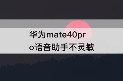 华为mate40pro语音助手不灵敏
