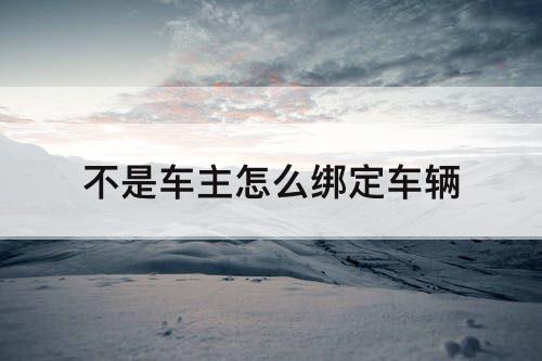不是车主怎么绑定车辆