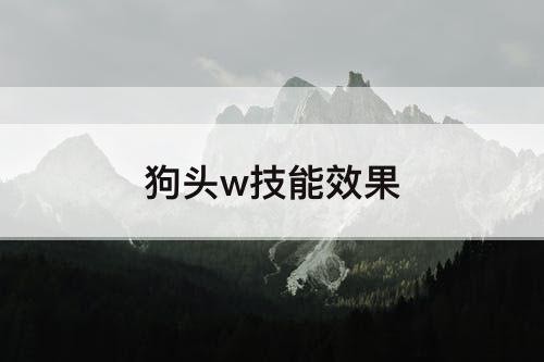 狗头w技能效果