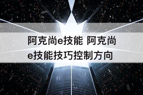 阿克尚e技能 阿克尚e技能技巧控制方向