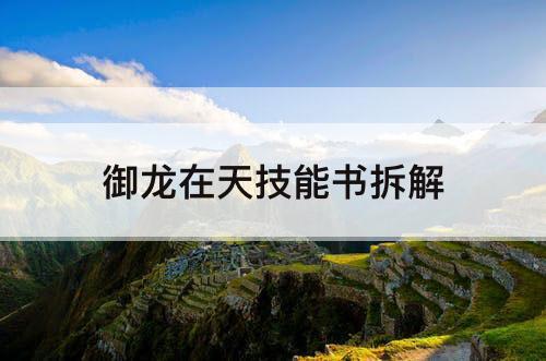 御龙在天技能书拆解