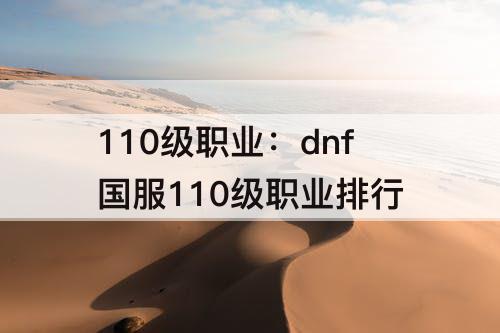 110级职业：dnf国服110级职业排行