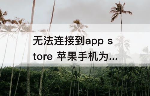 无法连接到app store 苹果手机为什么无法连接到app store怎么办