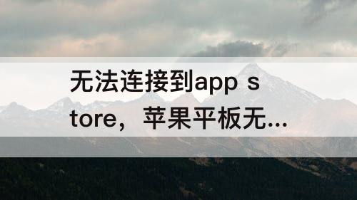 无法连接到app store，苹果平板无法连接到app store怎么解决