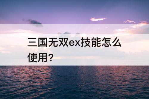 三国无双ex技能怎么使用?