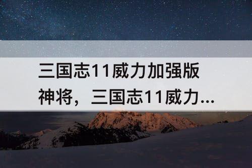 三国志11威力加强版神将，三国志11威力加强版神将和斗神