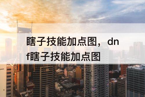 瞎子技能加点图，dnf瞎子技能加点图