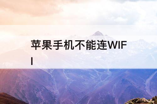 苹果手机不能连WIFI