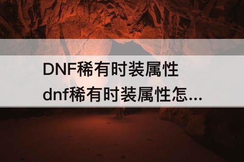 DNF稀有时装属性 dnf稀有时装属性怎么调